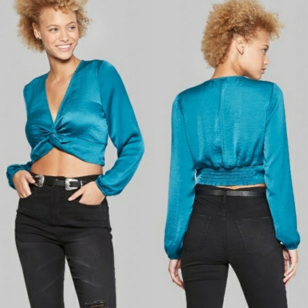 Satin twist front top